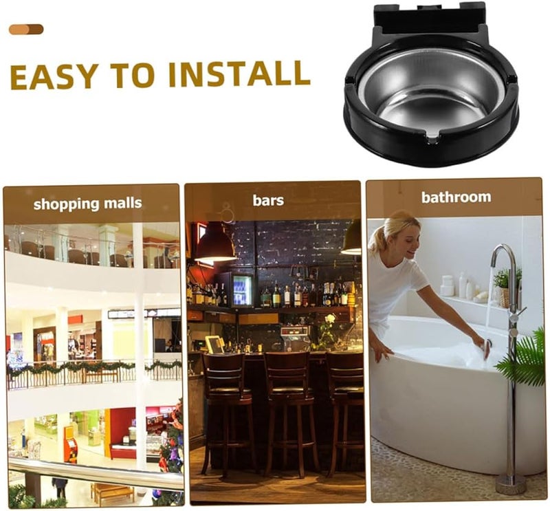 2Pcs Stainless Steel Wall Mounted Ashtray Outdoor Shower Mount - Image 3